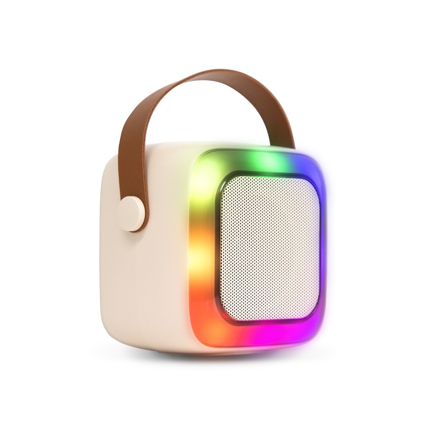 CONNECT IT CSP-1010-BG - LED RGB reproduktor s dvoma bezdrôtovými mikrofónmi, 5 W / 1200 mAh + 2× 400 mAh, krémová/zlatá