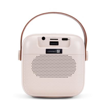 CONNECT IT CSP-1010-BG - LED RGB reproduktor s dvoma bezdrôtovými mikrofónmi, 5 W / 1200 mAh + 2× 400 mAh, krémová/zlatá