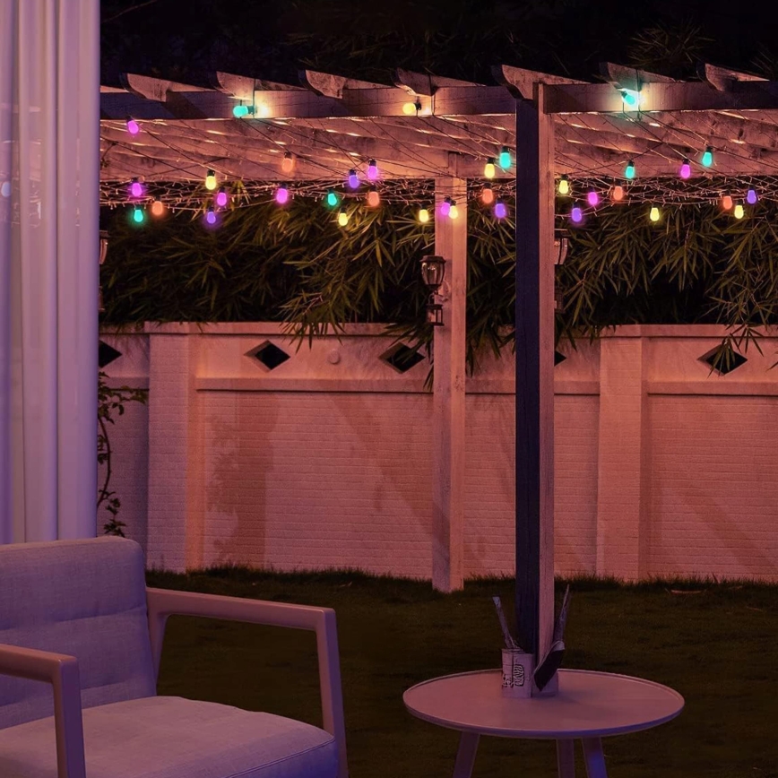 LED RGB stmievateľný solárny dekoratívny svetelný reťaz 15×LED/18 funkcií USB 6 m IP44 čierna + diaľkové ovládanie