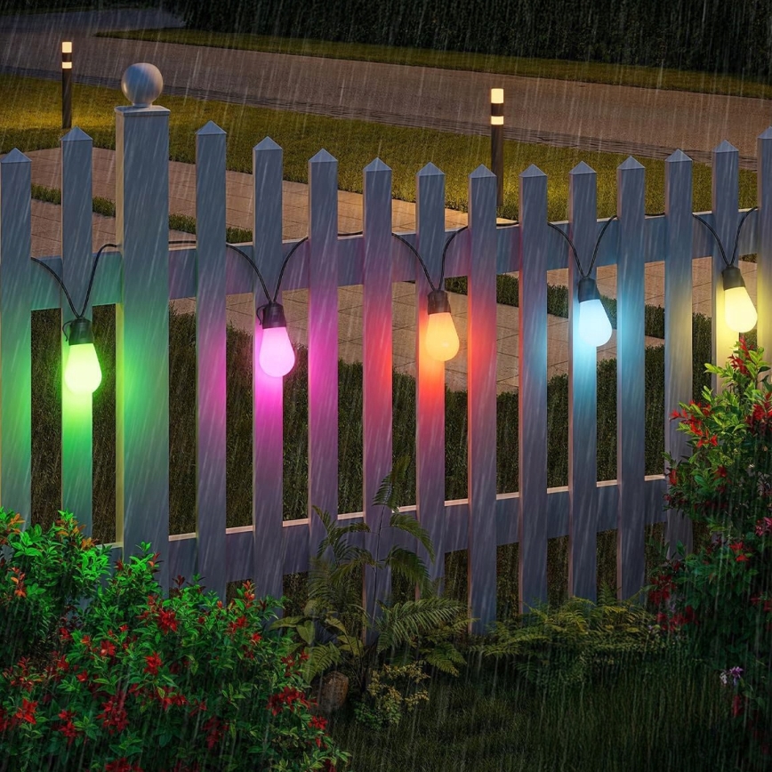 LED RGB stmievateľný solárny dekoratívny svetelný reťaz 15×LED/18 funkcií USB 6 m IP44 čierna + diaľkové ovládanie