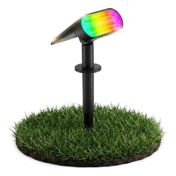 LED RGB Solárna lampa 2v1 LED/3,7V 1200 mAh IP54 čierna