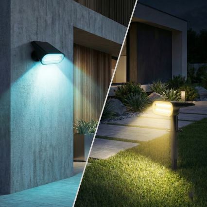 LED RGB Solárna lampa 2v1 LED/3,7V 1200 mAh IP54 čierna