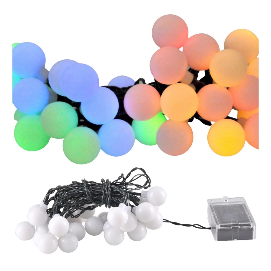 LED RGB Solárna reťaz PARTY 30xLED/1,2V 400 mAh 3,9 m IP44