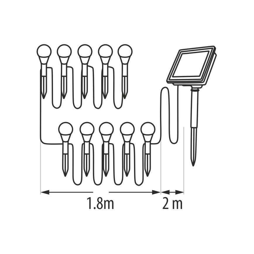 LED RGB Solárne svietidlo 10xLED/1,2V 300 mAh IP44 čierna