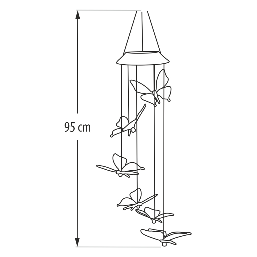 LED RGB Solárne svietidlo 6xLED/1,2V 300 mAh IP44 motýľ