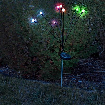 LED RGB Solárne svietidlo FIORINI 8xLED/1,2V 600mAh IP44 čierna