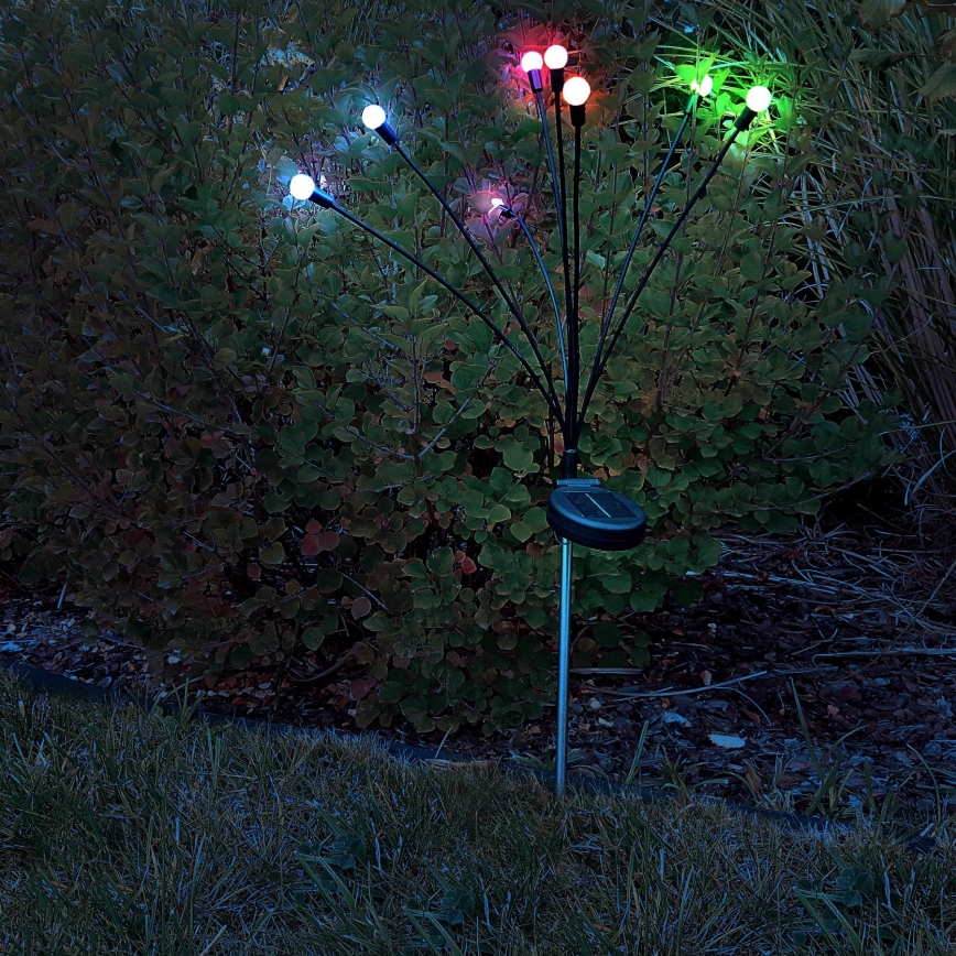 LED RGB Solárne svietidlo FIORINI 8xLED/1,2V 600mAh IP44 čierna
