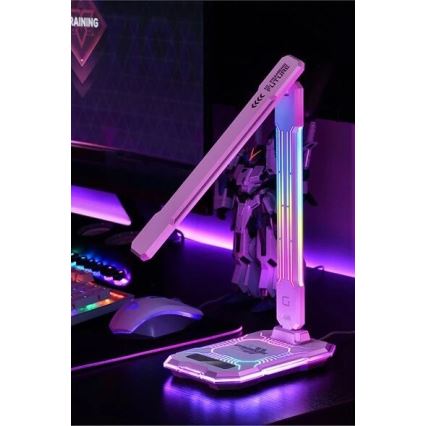LED RGB Stmievateľná nabíjacia dotyková stolná lampa s bezdrôtovým nabíjaním LED/7,5W/5V 2700-5300K biela