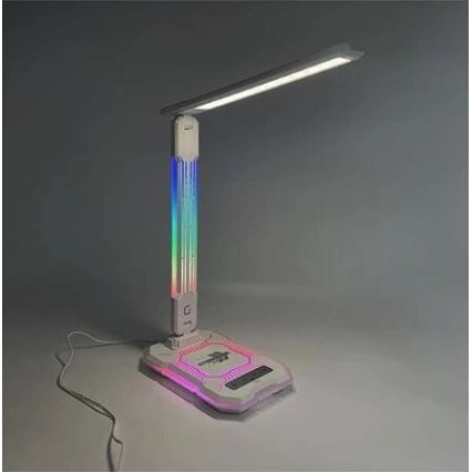 LED RGB Stmievateľná nabíjacia dotyková stolná lampa s bezdrôtovým nabíjaním LED/7,5W/5V 2700-5300K biela