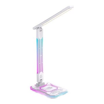 LED RGB Stmievateľná nabíjacia dotyková stolná lampa s bezdrôtovým nabíjaním LED/7,5W/5V 2700-5300K biela