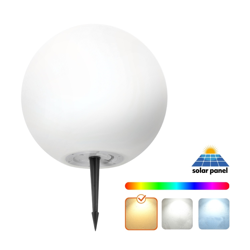 LED RGB Stmievateľná solárna lampa GARDEN BALL LED/5W/3,7V 3000K IP54 2200 mAh pr. 30 cm + diaľkové ovládanie