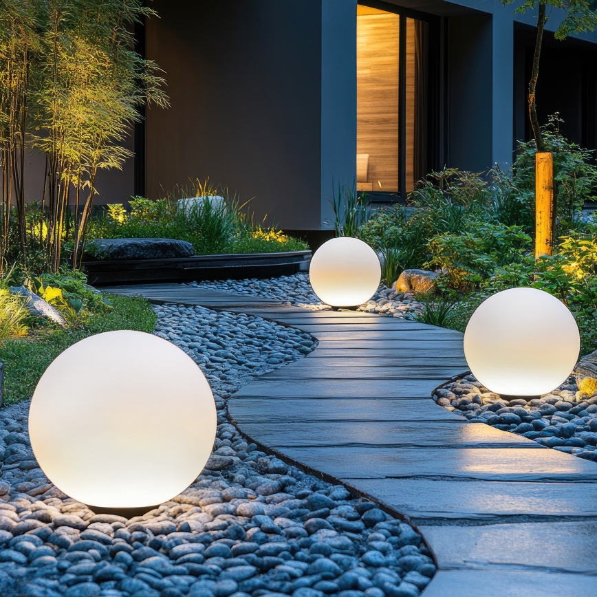LED RGB Stmievateľná solárna lampa GARDEN BALL LED/5W/3,7V 3000K IP54 2200 mAh pr. 40 cm + diaľkové ovládanie