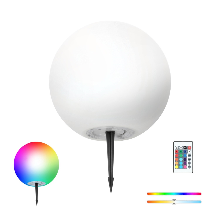 LED RGB Stmievateľná solárna lampa GARDEN BALL LED/5W/3,7V 3000K IP54 2200 mAh pr. 40 cm + diaľkové ovládanie