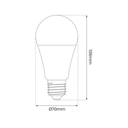 LED RGB Stmievateľná žiarovka A70 E27/11W/230V 2700-6500K Wi-Fi Tuya