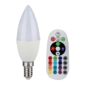 LED RGB stmievateľná žiarovka E14/3,5W/230V 6400K + diaľkové ovládanie