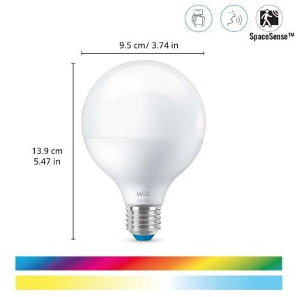 LED RGB Stmievateľná žiarovka G95 E27/11W/230V 2200-6500K Wi-Fi - WiZ