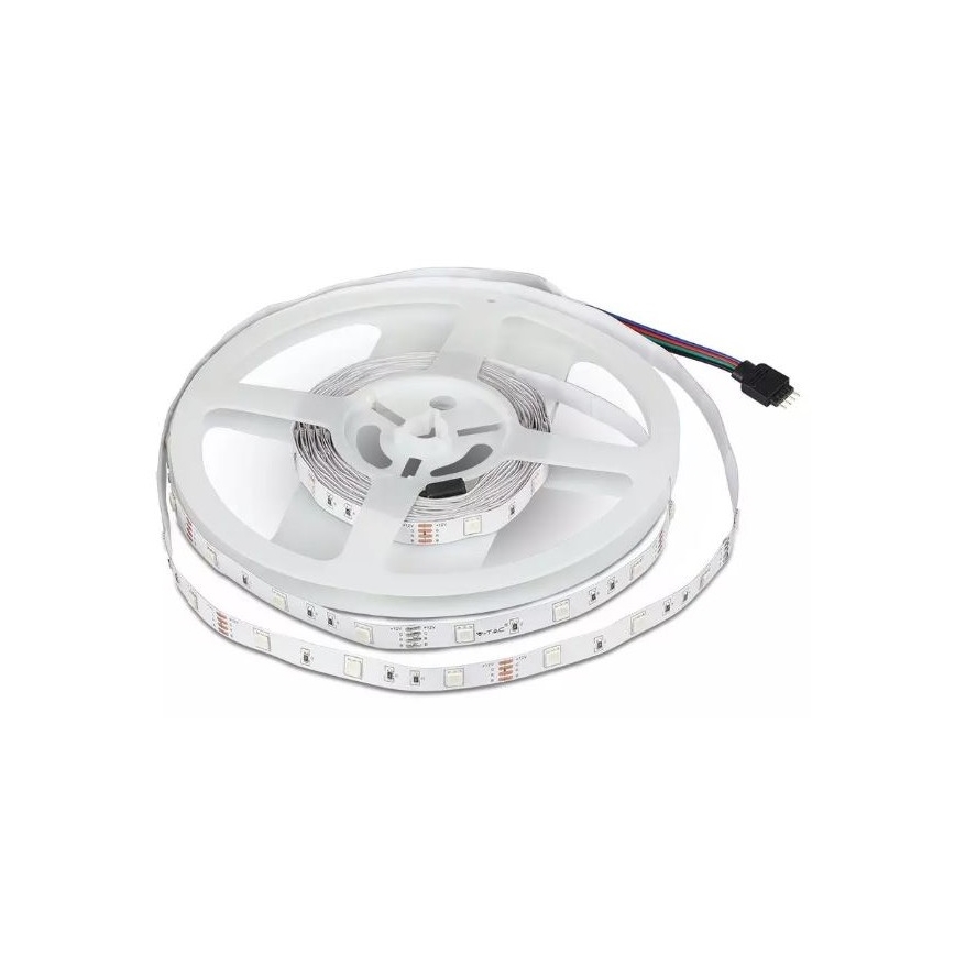 LED páska je navinutá na cievke. Páska obsahuje diódy RGB. K páske je pripojený kábel s konektorom.