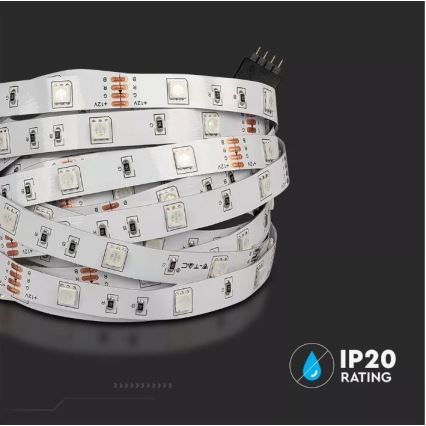 LED pásik je zrolovaný. Na povrchu sú viditeľné LED diódy a označenie. Stupeň krytia IP20.