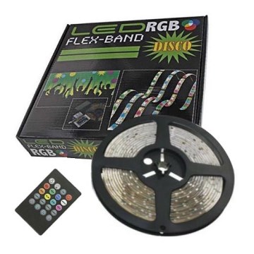 LED RGB Stmievateľný pásik FLEX-BAND DISCO 5m LED/24W/230V IP65 + diaľkové ovládanie