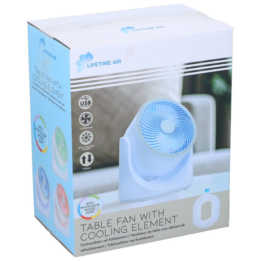 LED RGB stolný ventilátor s efektom hmly 5V