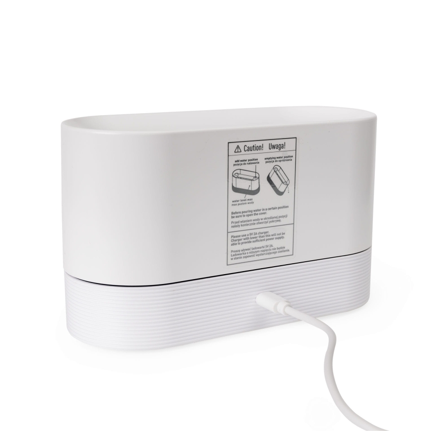 LED RGB Ultrazvukový aróma difúzor a zvlhčovač vzduchu s podsvietením 180ml biela