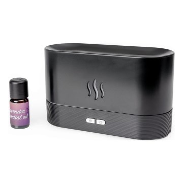 LED RGB Ultrazvukový aróma difúzor a zvlhčovač vzduchu s podsvietením 180ml čierna