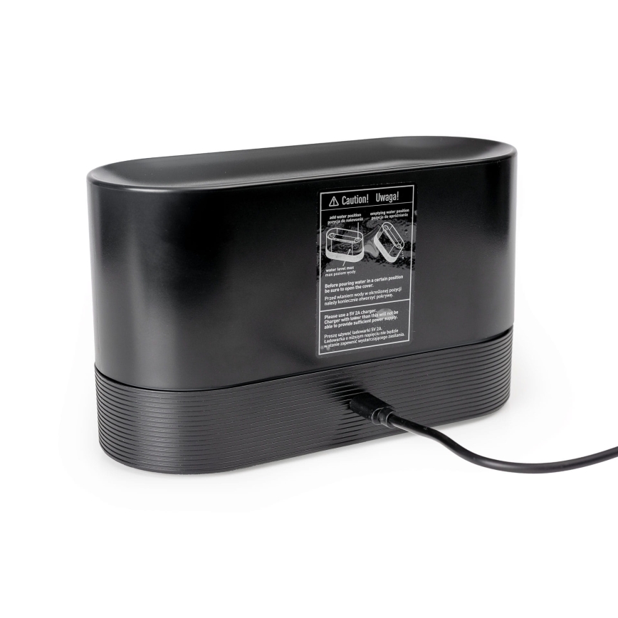 LED RGB Ultrazvukový aróma difúzor a zvlhčovač vzduchu s podsvietením 180ml čierna