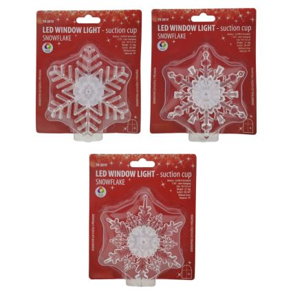 LED RGB Vianočná dekorácia s prísavkou LED/3xLR44 vločka