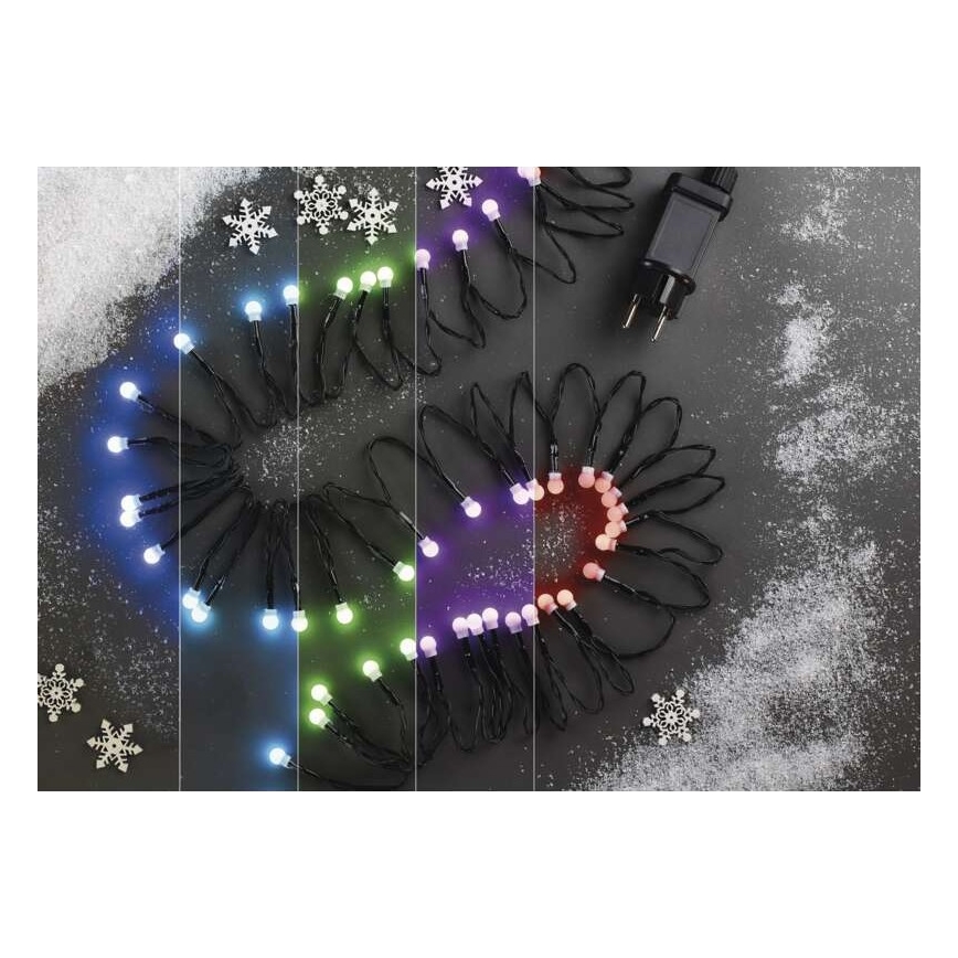 LED RGB Vianočná vonkajšia reťaz 96xLED/64 módov 15m IP44 + diaľkové ovládanie