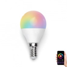 LED RGB Žiarovka G45 E14/5W/230V 3000-6500K Wi-Fi - Aigostar 102800QYO