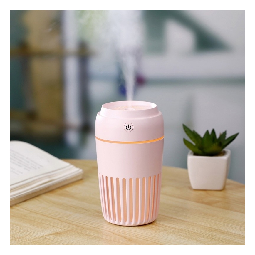 LED RGB Zvlhčovač vzduchu 300 ml LED/2W/5V ružová