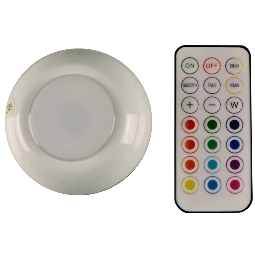 LED RGBW Stmievateľné osvetlenie nábytku LED/0,5W/4,5V 3xAAA biela + diaľkové ovládanie
