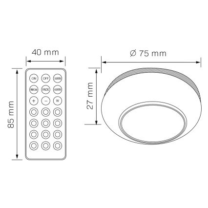 LED RGBW Stmievateľné osvetlenie nábytku LED/0,5W/4,5V 3xAAA biela + diaľkové ovládanie