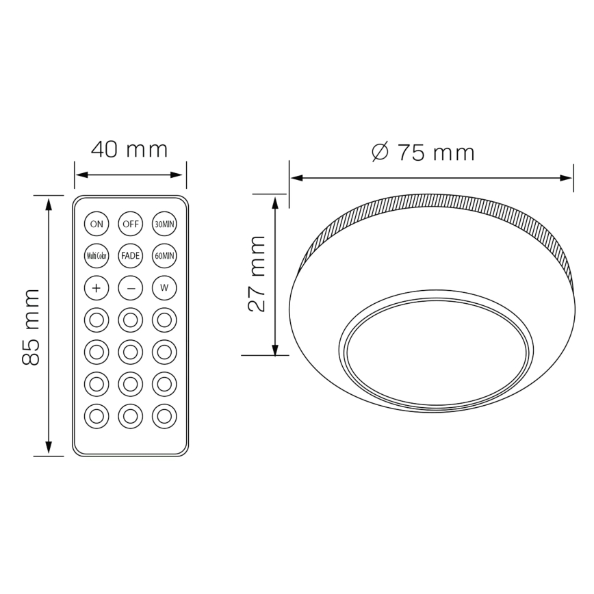 LED RGBW Stmievateľné osvetlenie nábytku LED/0,5W/4,5V 3xAAA biela + diaľkové ovládanie