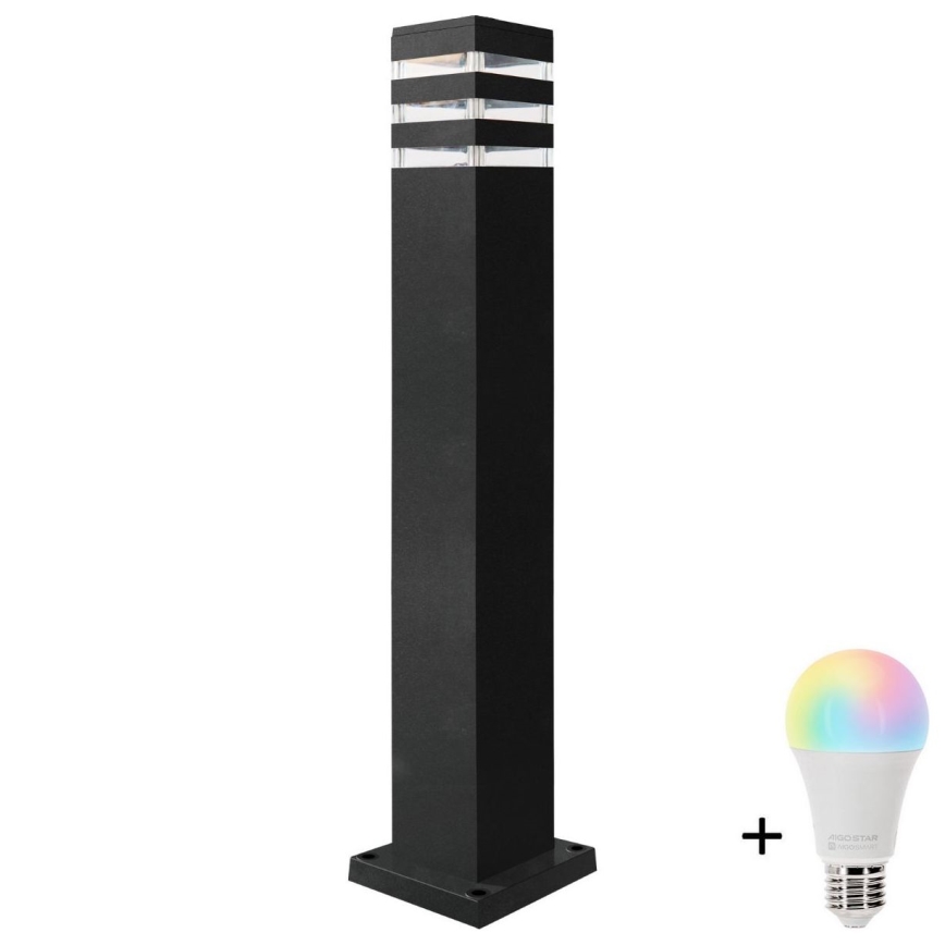 LED RGBW stlmiteľná vonkajšia lampa TEKSAS 1xE27/12W/230V 2700-6500K Wi-Fi 74 cm IP44 antracit