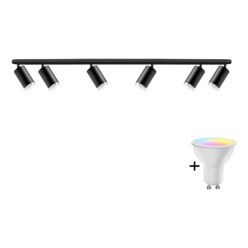 LED RGBW Stmievané kúpeľňové bodové svietidlo TURYN 6xGU10/6,5W/230V 2700-6500K Wi-Fi IP44 čierna