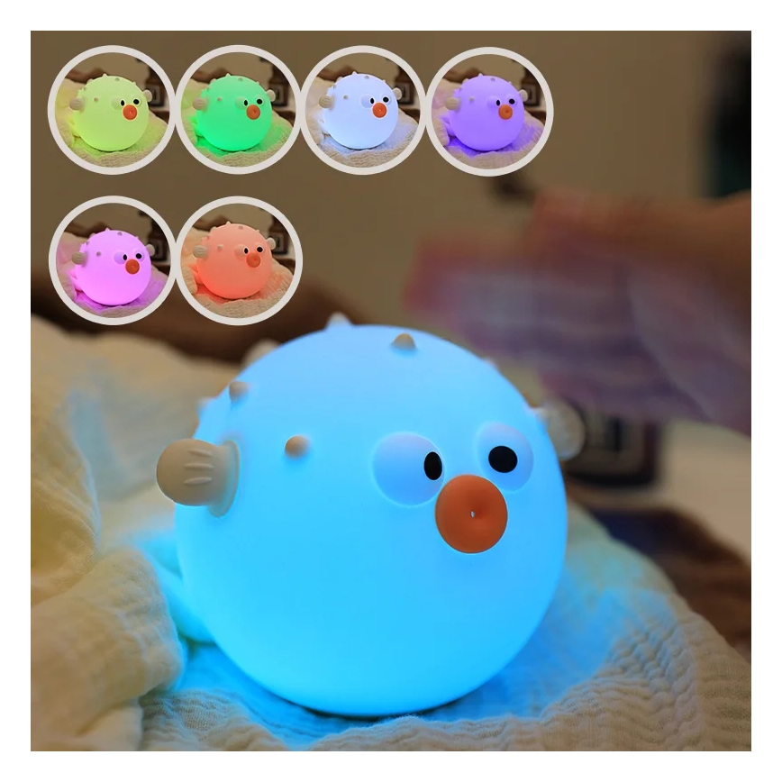 LED RGBW Stmievateľná detská dotyková lampa HELI LED/1W/5V USB 1200 mAh rybička modrá