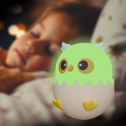 LED RGBW Stmievateľná detská dotyková lampa OWL LED/1W/5V USB 1200 mAh sova modrá