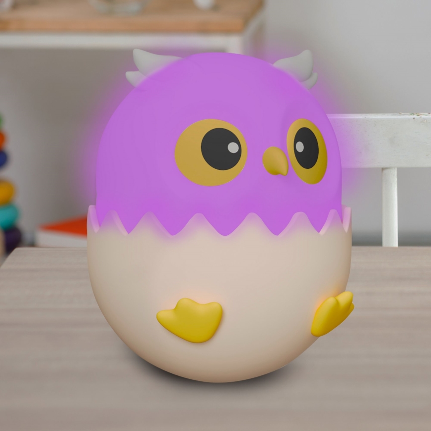 LED RGBW Stmievateľná detská dotyková lampa OWL LED/1W/5V USB 1200 mAh sova modrá
