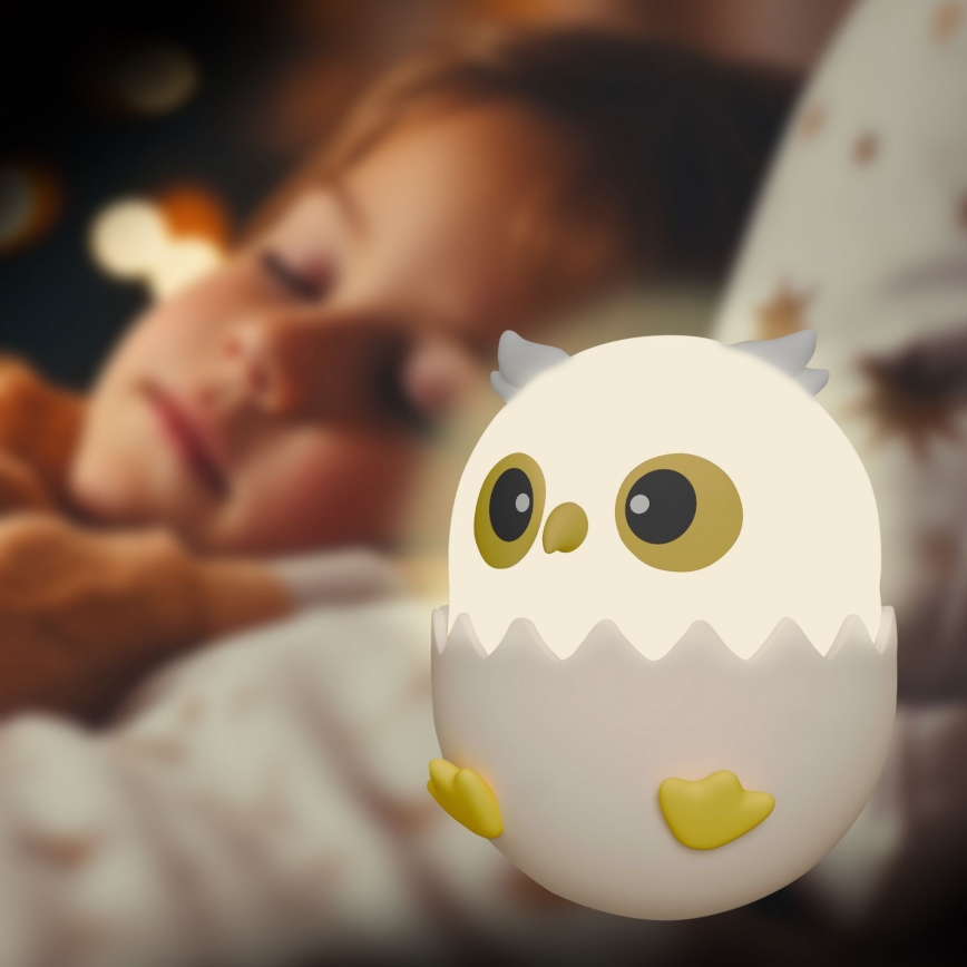 LED RGBW Stmievateľná detská dotyková lampa OWL LED/1W/5V USB 1200 mAh sova ružová