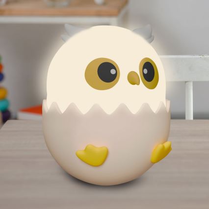 LED RGBW Stmievateľná detská dotyková lampa OWL LED/1W/5V USB 1200 mAh sova ružová