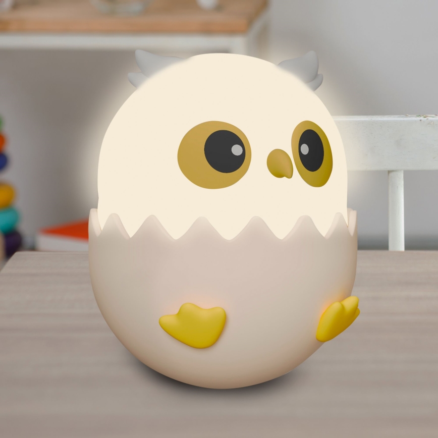 LED RGBW Stmievateľná detská dotyková lampa OWL LED/1W/5V USB 1200 mAh sova ružová