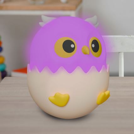 LED RGBW Stmievateľná detská dotyková lampa OWL LED/1W/5V USB 1200 mAh sova ružová