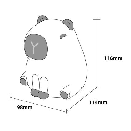LED RGBW Stmievateľná detská dotyková lampa LED/1W/5V USB 1200 mAh kapybara