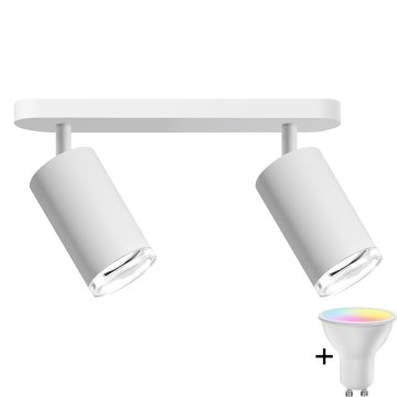 LED RGBW Stmievateľná kúpeľňová bodová lampa TURYN 2xGU10/6,5W/230V 2700-6500K Wi-Fi IP44 biela
