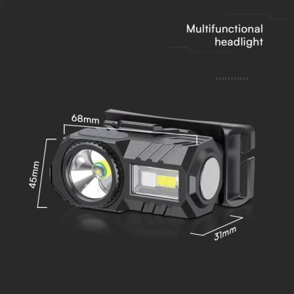 LED RGBW Stmievateľná nabíjacia čelovka USB LED/3W/5V IP43 190 lm 24 h 750 mAh