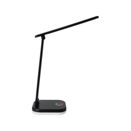 LED RGBW stmievateľná stolová lampa s bezdrôtovým nabíjaním LED/7W/5V USB čierna