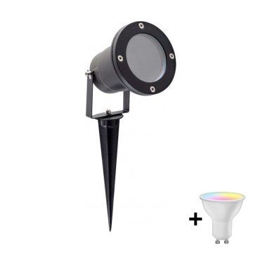 LED RGBW Stmievateľná vonkajšia lampa BLAKE 1xGU10/4,8W/230V IP65 + diaľkové ovládanie