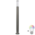 LED RGBW Stmievateľná vonkajšia lampa LIVIA 1xE27/6,5W/230V 2700-6500K Wi-Fi 100 cm IP44 strieborná