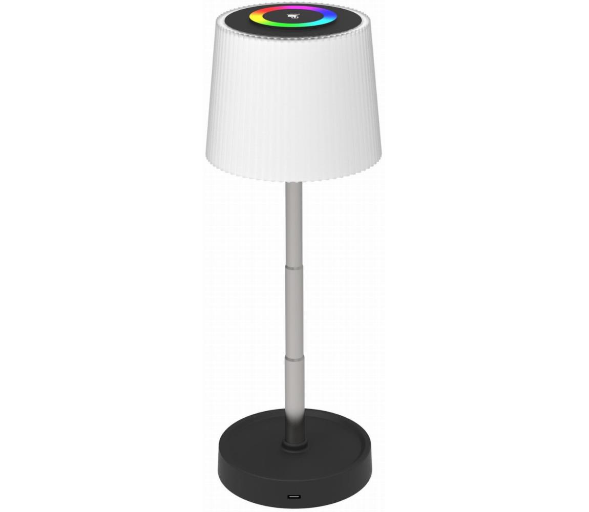 LED RGBW stmievateľná vonkajšia nabíjateľná stolná lampa LED/2W/5V IP44 1200 mAh sivá PTL45RGB